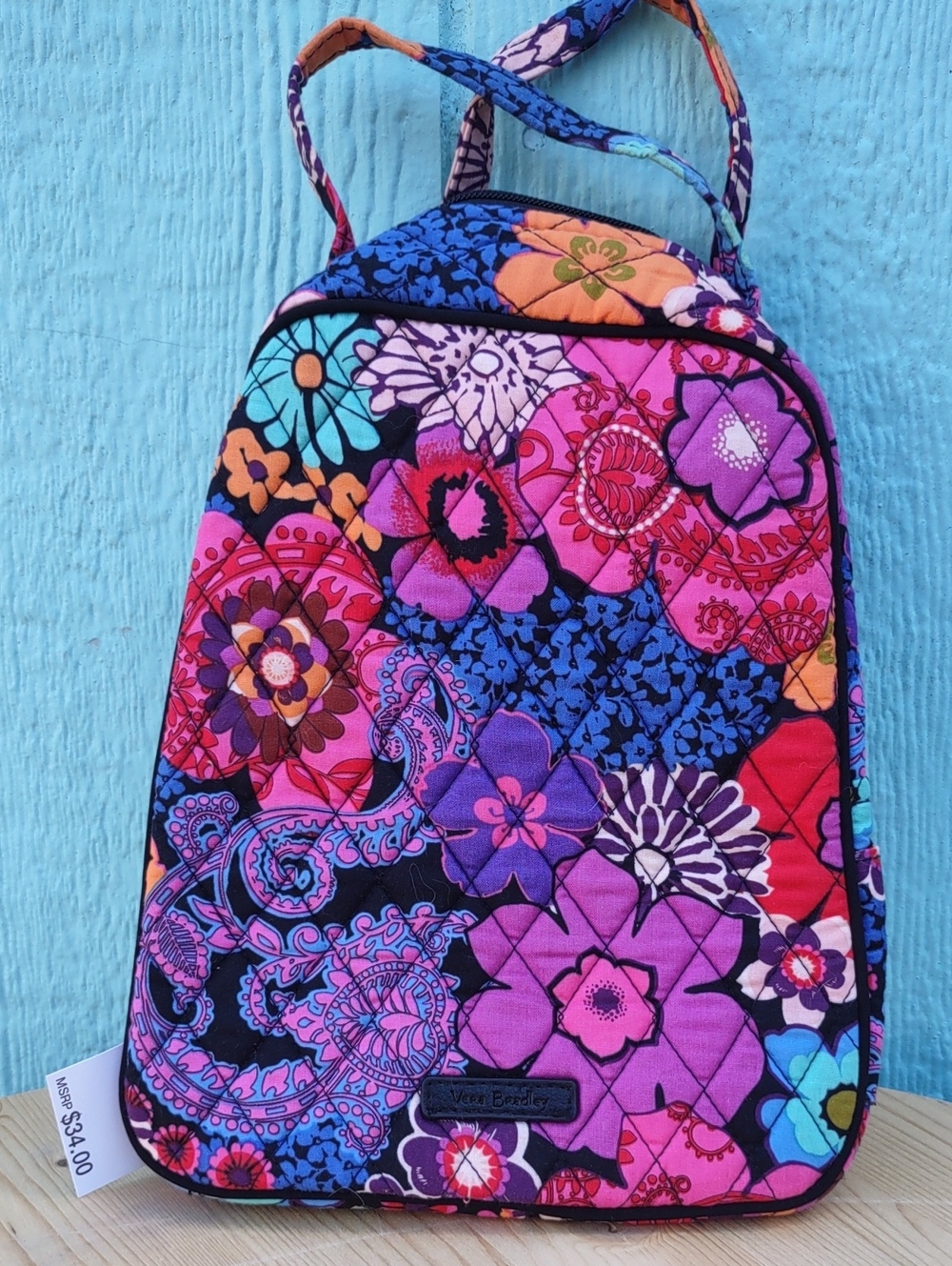 Vera Bradley Pink Purple Multi Floral Quilted Cosmetic Crossbody